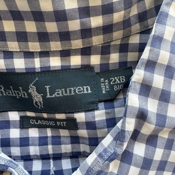 Ralph Lauren Polo Navy Yellow Pony logo 100% cotton button down dress‎ shirt 2XB - Picture 4 of 7